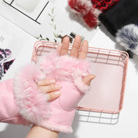Fingerless Faux Rabbit Fur Gloves