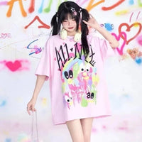KOSAHIKI Pink Harajuku Graphic T-shirt