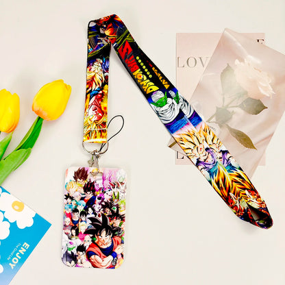 Dragon Ball Credential Holder Anime Lanyards Neck Strap For Card Badge Keychain Accessories