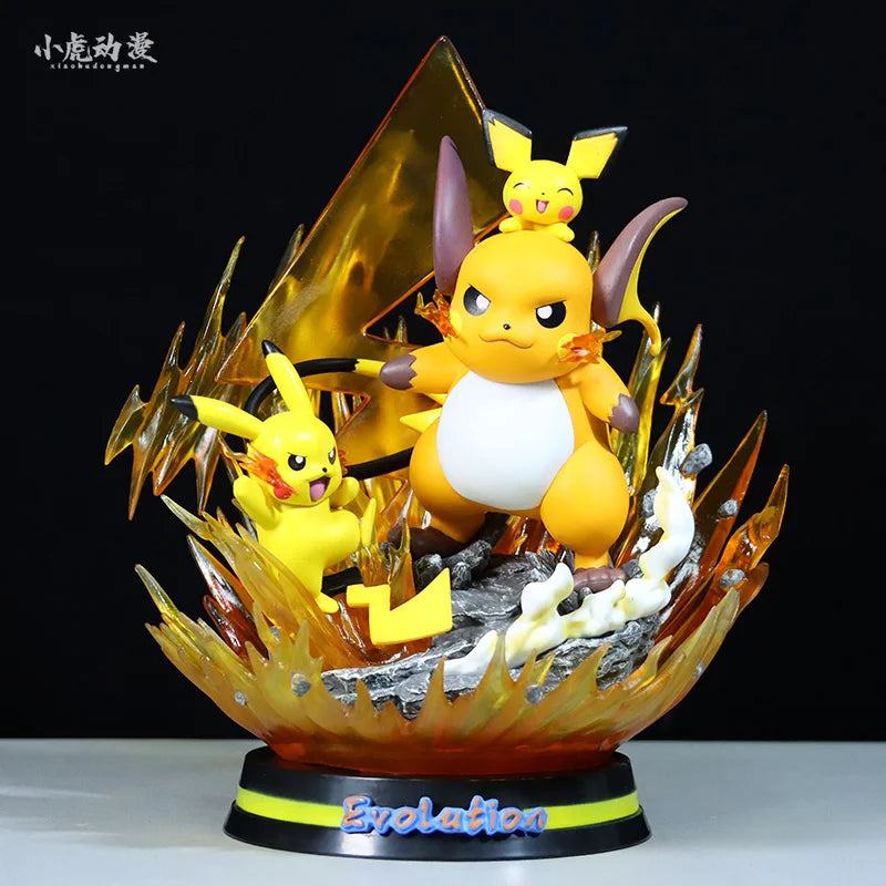 Pokemon Evolution LED Anime Figures, PVC Statue Model Toy Collections 20-35cm