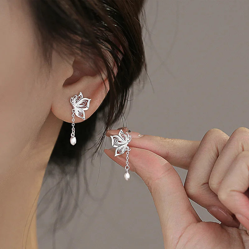 Silver Butterfly Stud Earrings