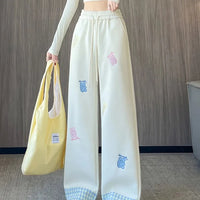 Kawaii Bear Embroidered Drawstring Pants