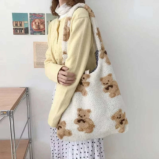 Cute Teddy Bear Print Tote Bag CLOUDANIMESTUDIO