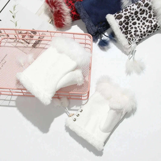 Fingerless Faux Rabbit Fur Gloves CLOUDANIMESTUDIO