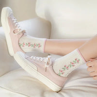 Pretty Pink & White Floral Socks