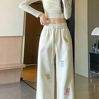 Kawaii Bear Embroidered Drawstring Pants