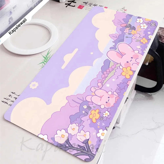 Purple Field Bunnies Desk Pad CLOUDANIMESTUDIO