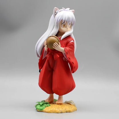 Cute Kawaii Inuyasha Anime Figures, Looking Back Pose Kawaii Chibi Doll Model Desktop Decoration 16cm