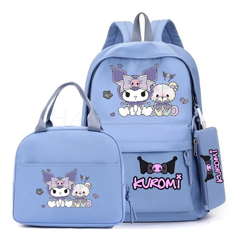 Cute Kuromi Melody Backpack For Students With Casual Lunch Bag Pencil Case, School Bag Laptop For Teenagers Rucksack Knapsack