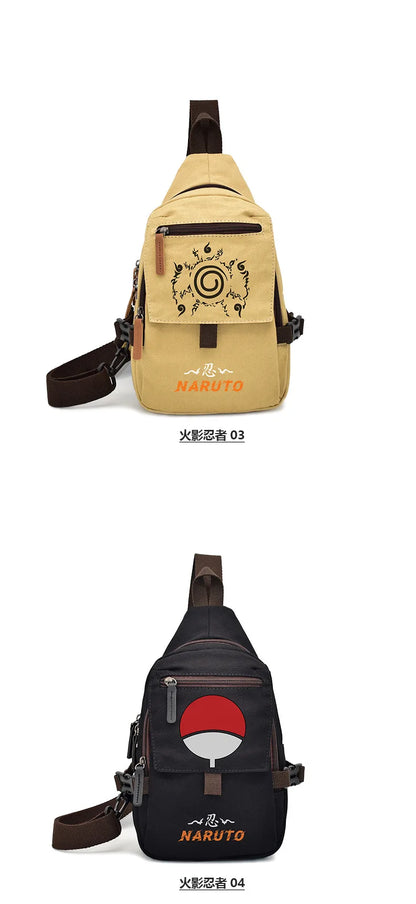 Popular Anime Style Shoulder Canvas Backpack, Luffy Naruto Dragon Ball For Students Crossbody Bag Chest Bag One Piece, Dragon Ball, Naruto, Attack on Titan 35X20CM