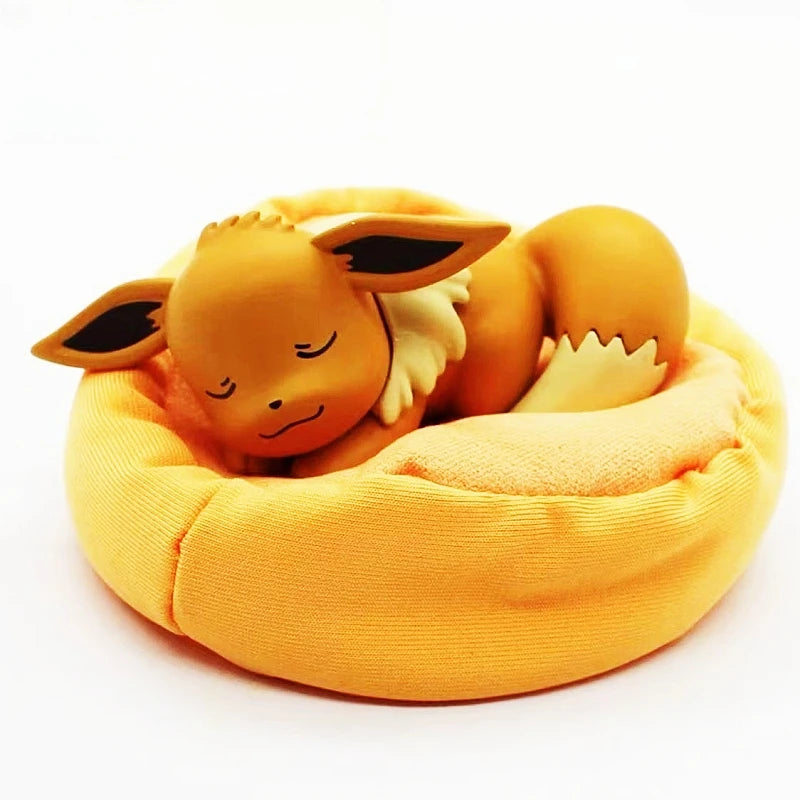Mini Pokemon Anime Figurines, Sleeping Bean Bag Pikachu Bulbasaur Snorlax Evee Jirachi Komala 6pc Figure Set