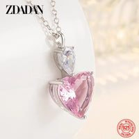 Pink Zircon Heart Pendant Necklace