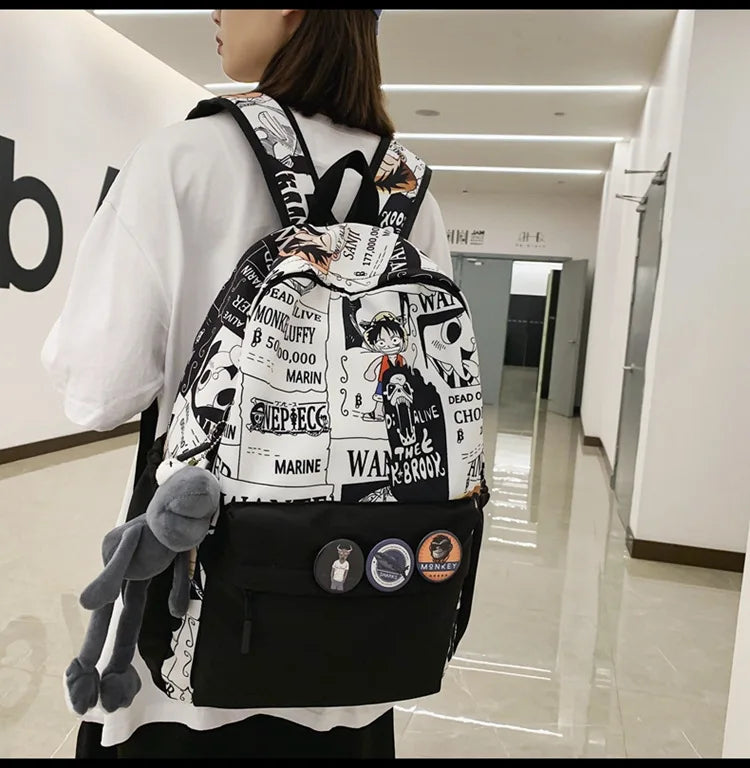 One Piece Luffy Printing Backpack Bags Anime School Bag Student Schoolbag For Men and Women