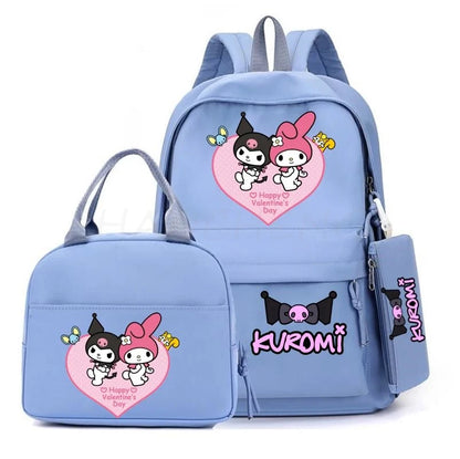 Cute Kuromi Melody Backpack For Students With Casual Lunch Bag Pencil Case, School Bag Laptop For Teenagers Rucksack Knapsack