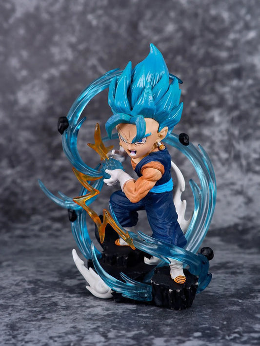 Vegito Super Saiyan Blue Chibi Action Figure, Dragon Ball Z Mini Kawaii Anime Figurines PVC Statue 10 CM