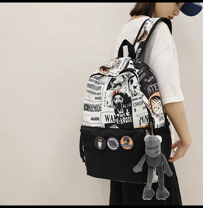 One Piece Luffy Printing Backpack Bags Anime School Bag Student Schoolbag For Men and Women