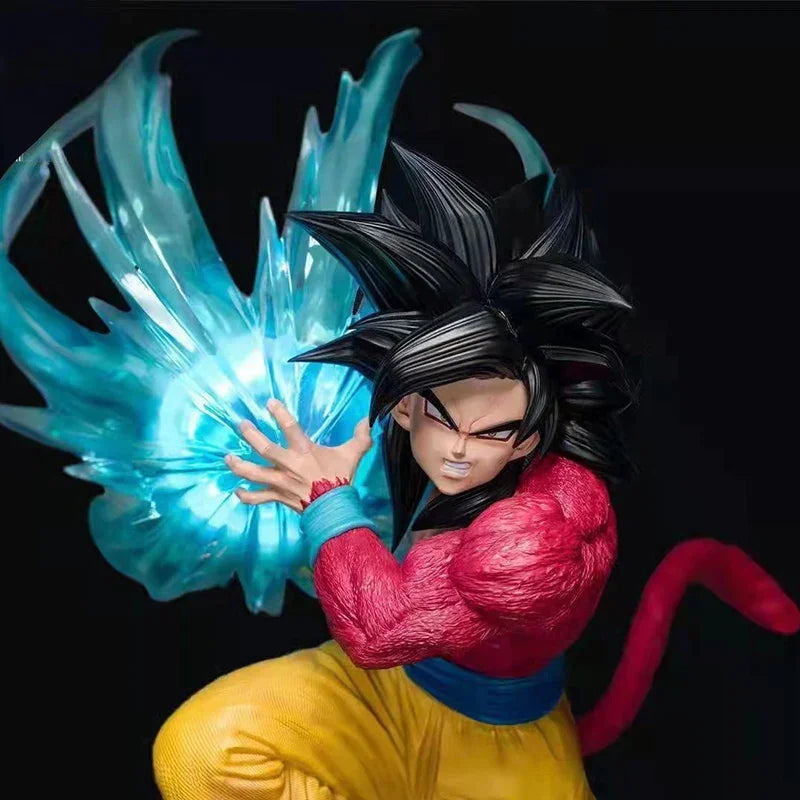 Goku SSJ4 Kamehameha Wave Anime Figure, Dragon Ball Figure GT Super Saiyan 4 Son Goku PVC Statue 38 cm