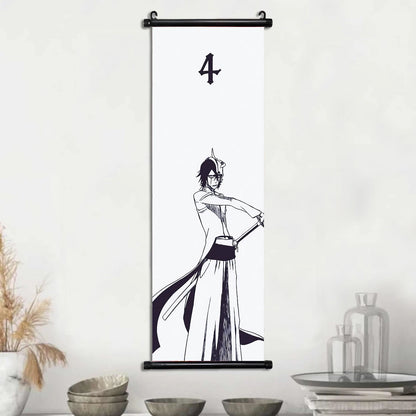 Bleach Scroll Wall Art, Hanging Prints Wall Artwork Kurosaki Ichigo Scrolls Canvas Japanese Anime Posters Home Decor for Living Room