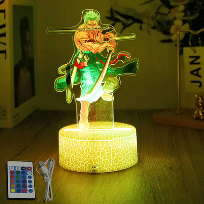 One Piece Anime Figures 3D Lamp PVC Action Collection Model Toys LED Night Light