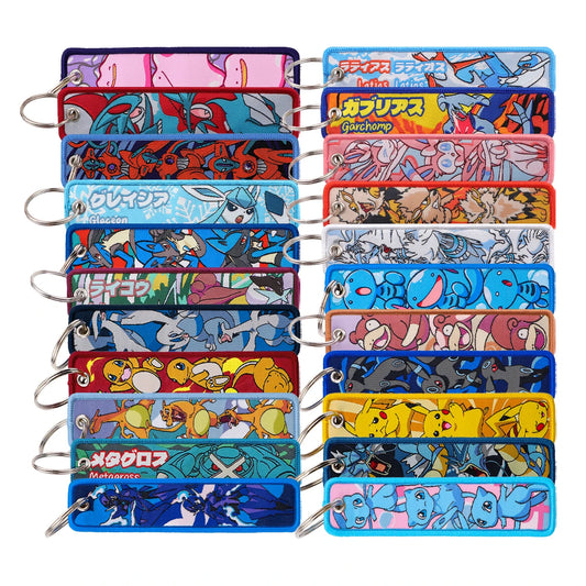Anime Pokemon Key Chain Embroidery Key Fobs Cartoon Keychains for Car Key Ring Accessories
