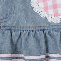 Gingham & Denim Ruffled Skirt CLOUDANIMESTUDIO