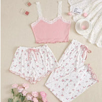 Pink & White Floral Pajamas Set