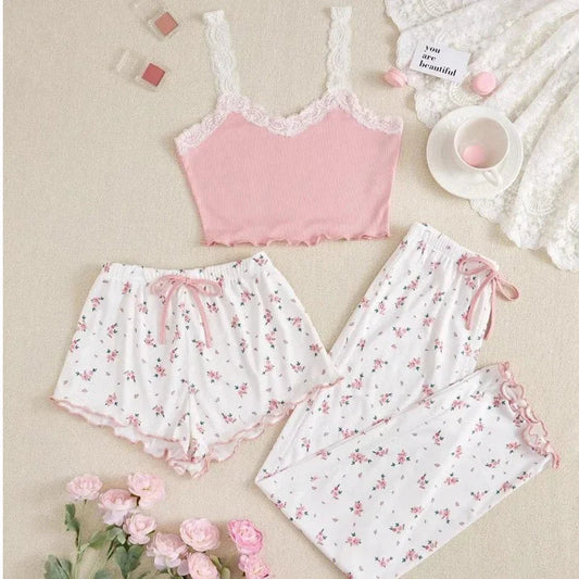 Pink & White Floral Pajamas Set