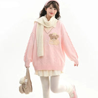 Cute Cookie Bear V-Neck Sweater
