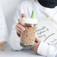 Cat Boba Glass Bottle With Straw