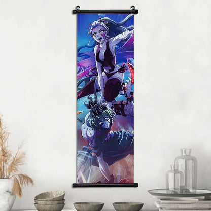 Demon Slayer Scroll Wall Art, Hashira Nezuko Agatsuma Zenitsu Inosuke Scroll Canvas Wall Hanging Painting Home Decor Anime Poster for Bedrooms