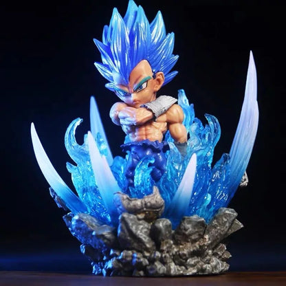 Goku Ultra Instinct and Vegeta Super Saiyan Blue LED Mini Figure, Dragon Ball Super Figurines 10 CM