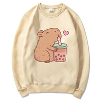 Capybara Loves Boba Tea Hoodie