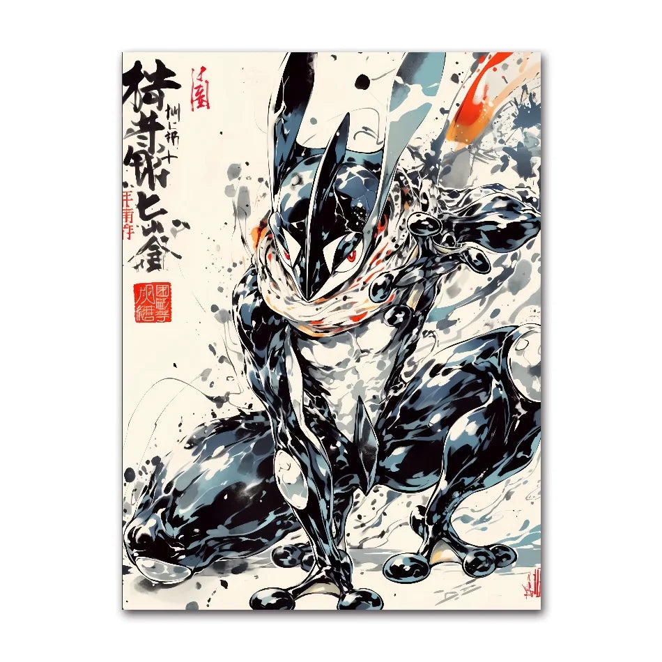 Anime Pokemon Ink Painting Canvas Posters, Painting Prints Posters and Prints Wall Art Picture for Living Room Children Gift