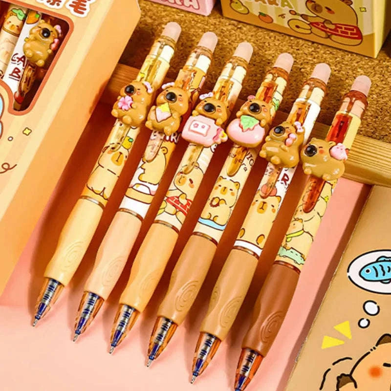 Cute Capy Buddies Erasable Gel Pen 6pcs CLOUDANIMESTUDIO