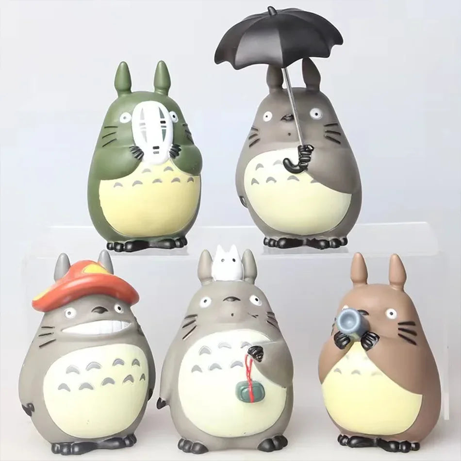 5 PCS Set Totoro Mini Figurines, My Neighbor Totoro Statue Cute Anime Figures 11 CM