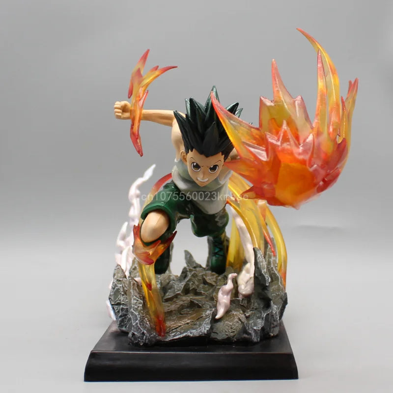 Killua Zoldyck and Gon Freecss Anime Figures, Hunter×Hunter Godspeed x Ja Jan Ken Anime Figurines Collectible Statue Model 18cm