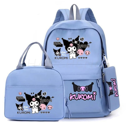 Cute Kuromi Melody Backpack For Students With Casual Lunch Bag Pencil Case, School Bag Laptop For Teenagers Rucksack Knapsack