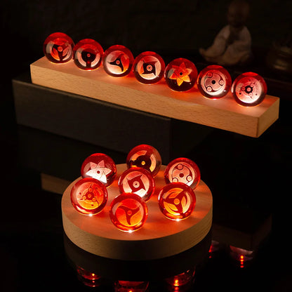 Mangekyo Sharingan Crystal Ball Set 7 PCS With LED Light Base, Naruto Shippuden Anime Figurines Night Lamps