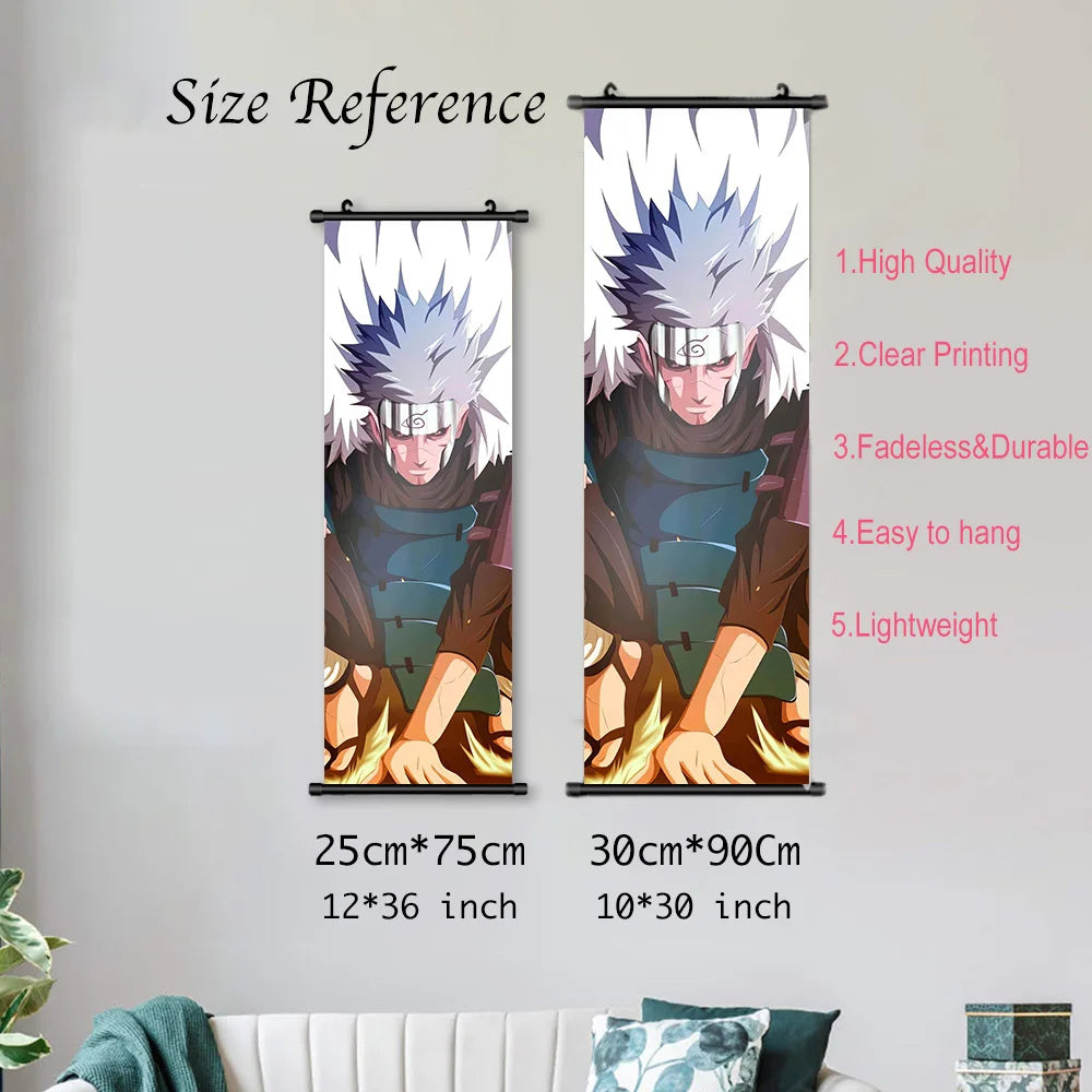 Hot NARUTO Shippuden Anime Scroll, Canvas Wall Art Hanging Posters, Konaha Leaf Ninjas and More