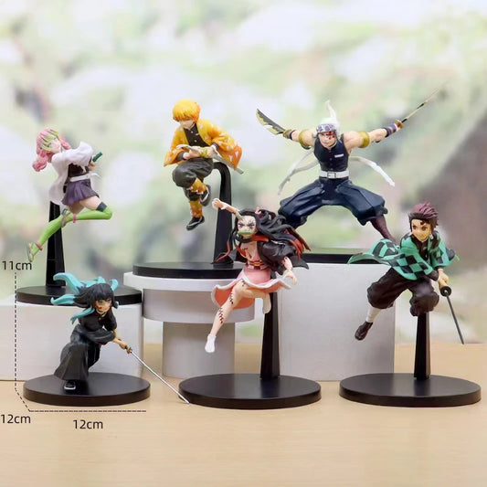 Demon Slayer Action Figures Tanjirou Nezuko Zenitsu Kanroji Mitsuri Muichirou Uzui Anime Figurines