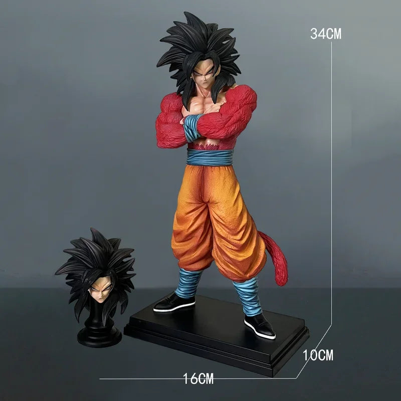 Super Saiyan 4 Goku Double Headed Anime Figure, Dragon Ball GT Standing Action PVC Figurines