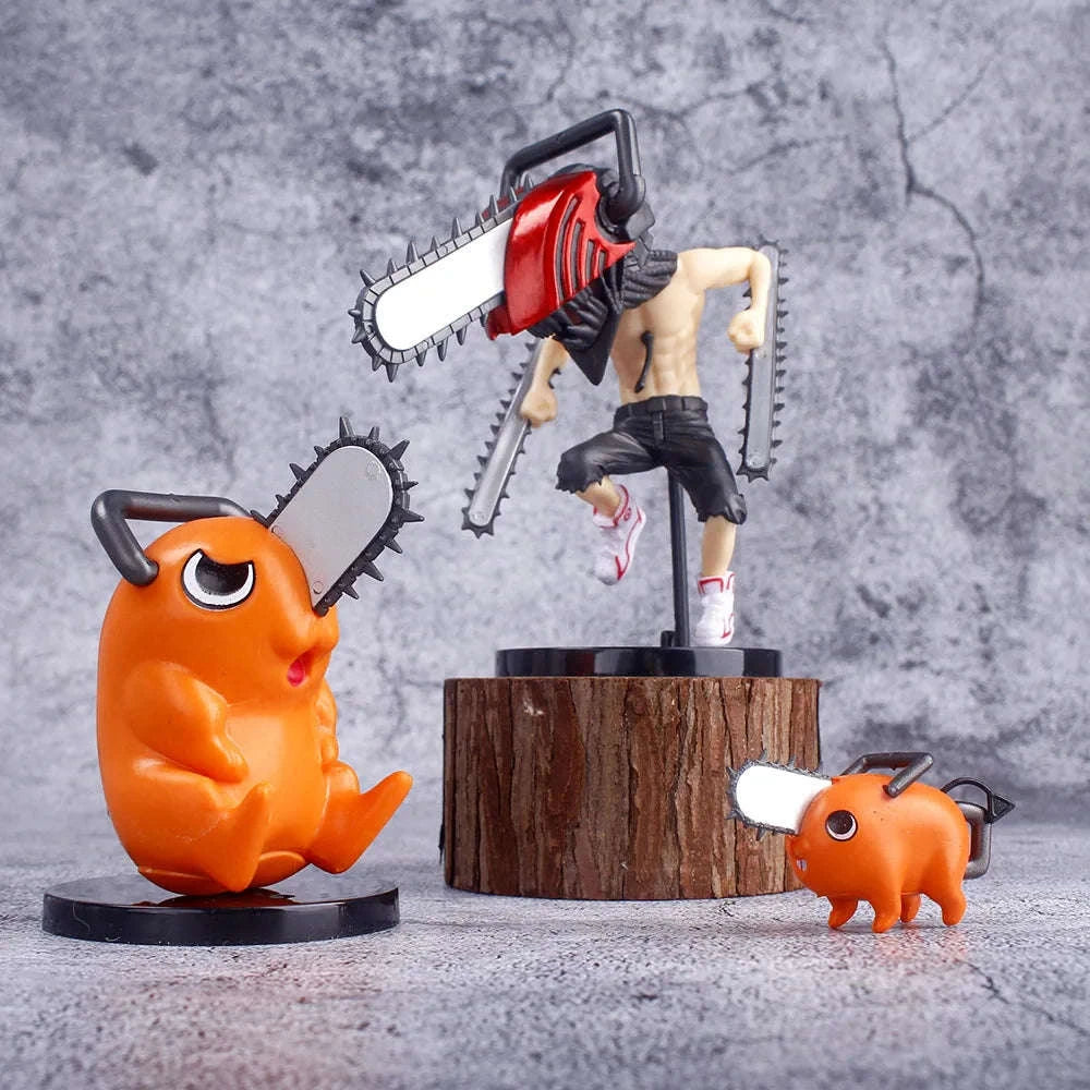 3PCS Denji Pochita Chainsaw Man Anime Mini Figures Set, Chainsaw Man Kawaii Chibi Action Figurines CLOUDANIMESTUDIO