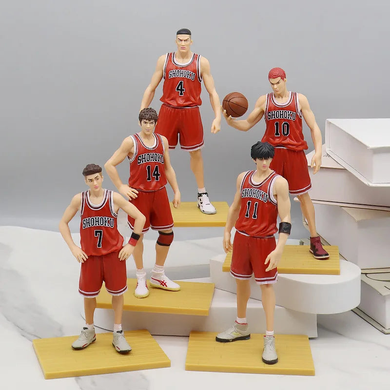 5 PCs Slam Dunk Action Figures Anime Set, Sakuragi Hanamichi Hisashi Mitsui Ryota Miyagi Takenori Akagi Rukawa Kaede PVC Figurines 17 cm