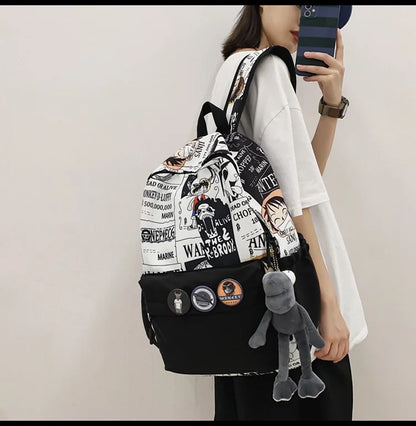 One Piece Luffy Printing Backpack Bags Anime School Bag Student Schoolbag For Men and Women