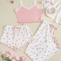 Pink & White Floral Pajamas Set