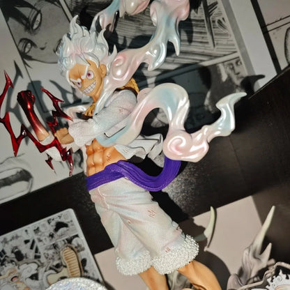 Gear 5 Monkey D. Luffy Anime Figure, One Piece Figure Nika Luffy Action Figurine PVC Statue 25 CM