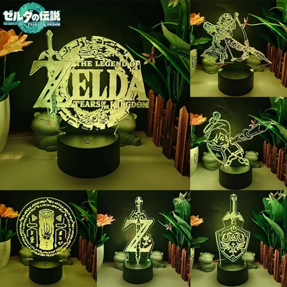 Legend of Zelda Night Lights Anime 3D Led Lamp Link Tears Of The Kingdom Lighting Bedroom Decoration