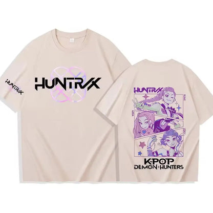 Kpop Demon Hunter Graphic T-shirt Unisex Comfortable Breathable Round Neck Anime Cartoon Design