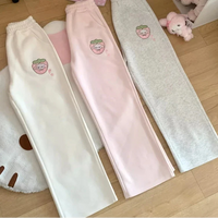 Kawaii Pastel Strawberry Puppy Casual Pants