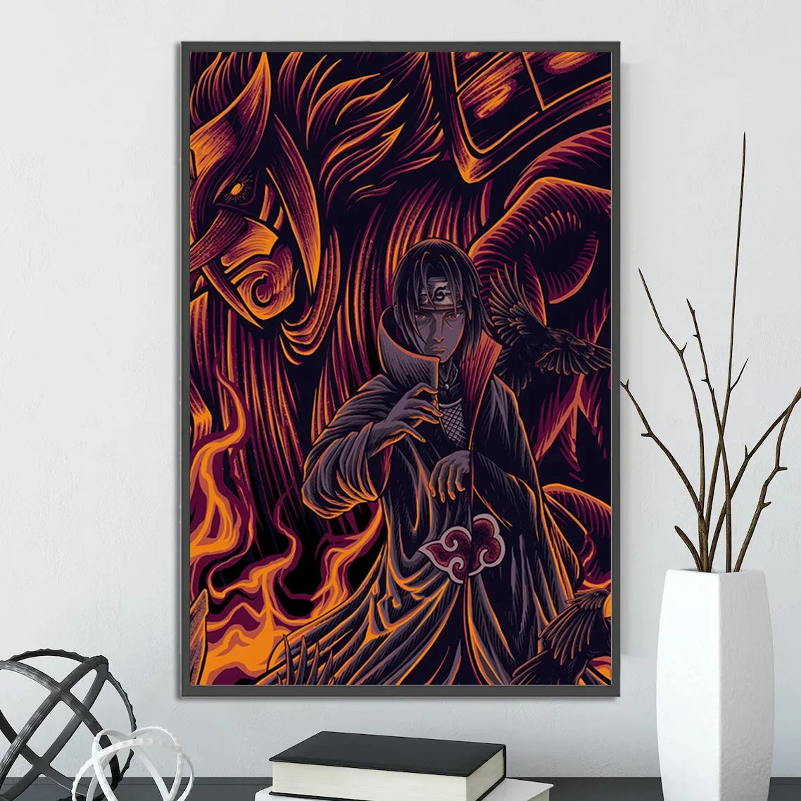 Naruto Shippuden Hot Japanese Self-adhesive Poster, Anime Wallpaper Sasuke Kakashi Itachi Madara and More Wall Art Wall Decors